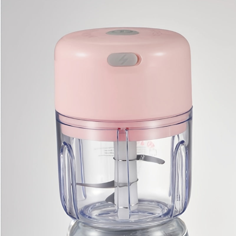 USB rechargeable mini garlic press electric meat chopper transparent design blue LED portable kitchen 100ml 250ml