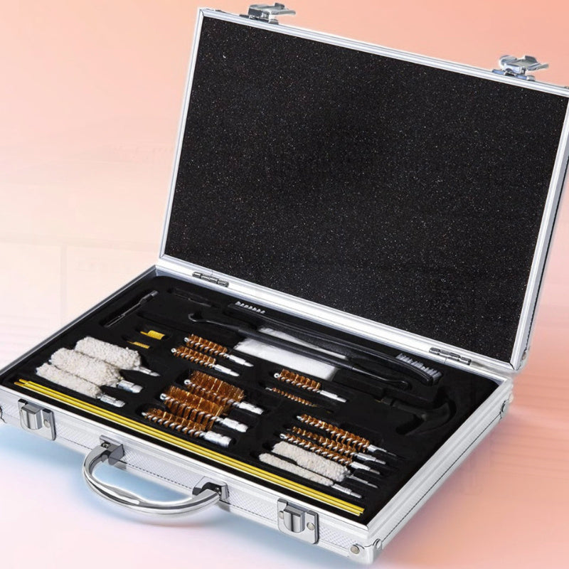 Aluminum Alloy Gun Cleaning Kit with Double Handle Case, Wire and Brushes