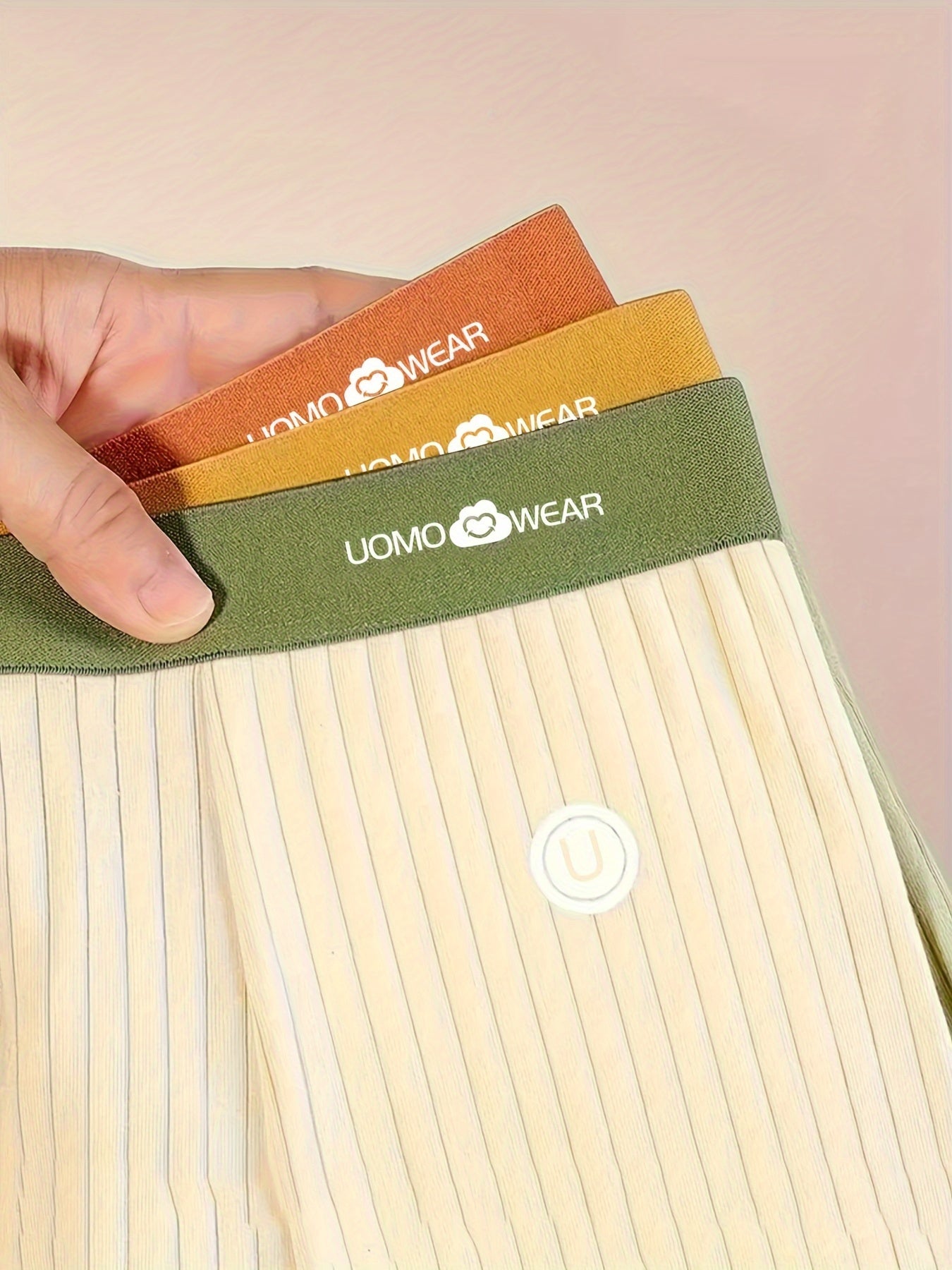 Men's Cotton Boxer Briefs Assorted Solid Colors Breathable Knit Fabric Medium Stretch Comfortable