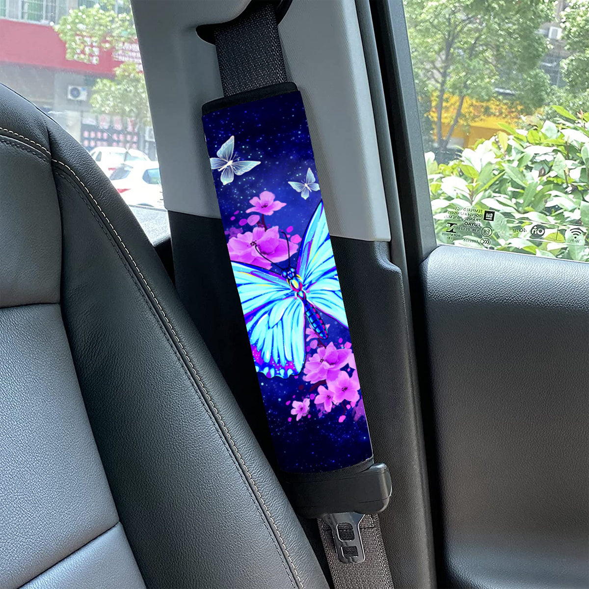 Синий бабочка Цветочный чехол на ремень безопасности из полиэстера для всех транспортных средств