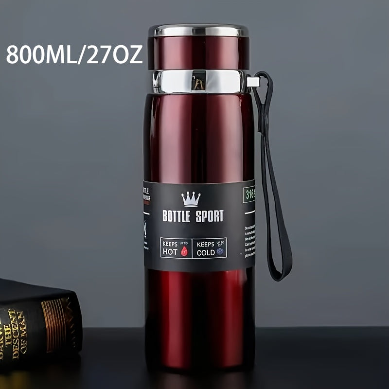 Stainless Steel 1000ml Vacuum Insulated Water Bottle with Strap BPA-Free Keeps Hot Cold Sports Outdoor