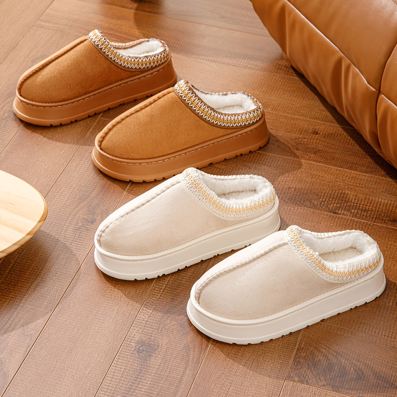 Erkaklar va ayollar uchun yopiladigan shippaklar, mo'ynali ichki qavati bilan EVA taglik, ichki qulaylik