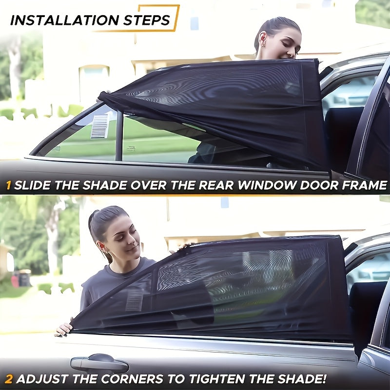 2 dona Universal avtomobil yon oynasi quyosh nurlari himoyasi nafas oladigan tarmoq UV himoyasi sozlanadigan