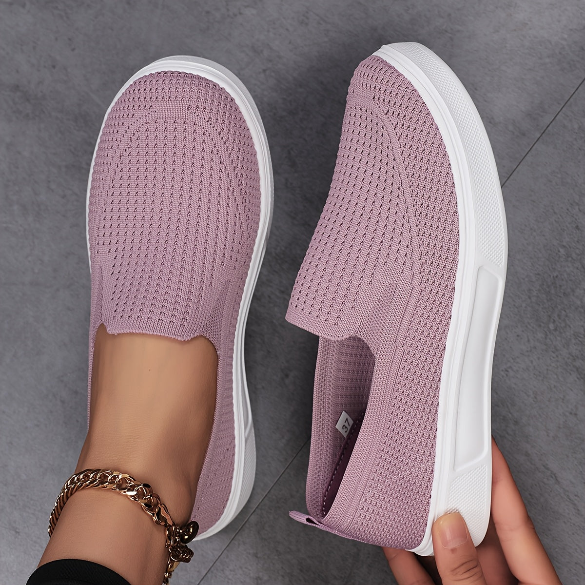Women's Slip-On Mary Jane Flats Breathable Fabric Soft Sole All-Season Casual Footwear