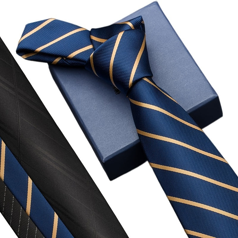 Men's Polyester Silk Tie 8cm Business Necktie for Work Weddings and Events