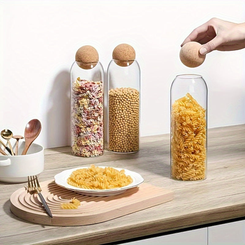 Airtight Kitchen Storage Jar with Natural Cork Lid for Coffee Tea Spices