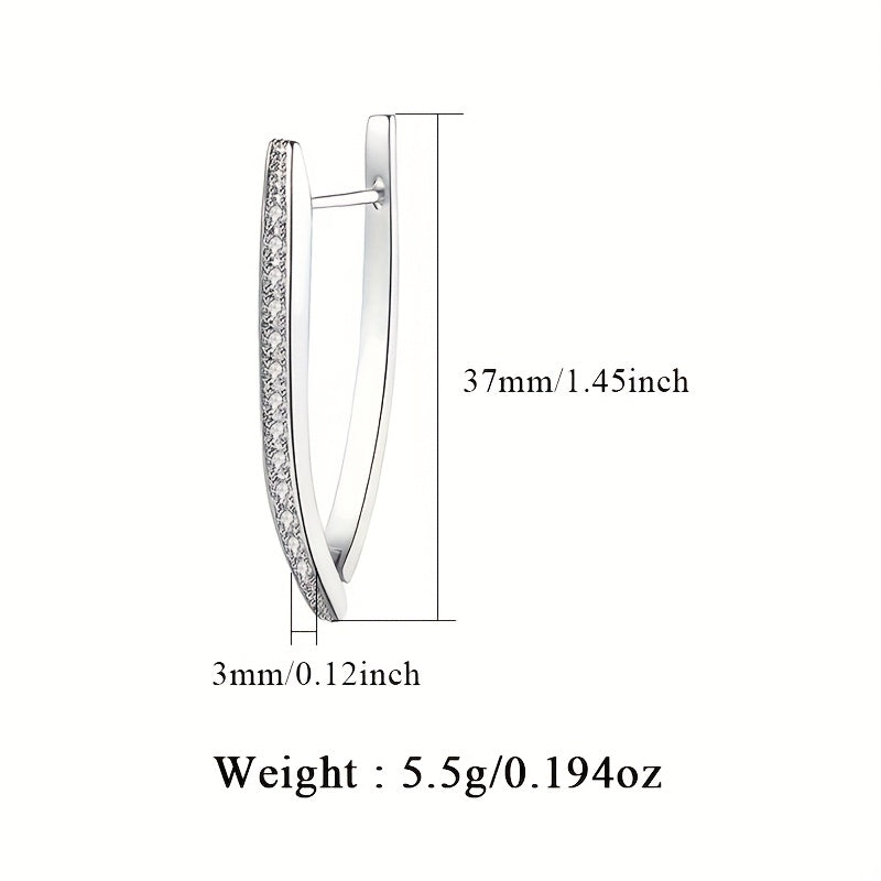 Women's Silver V-Shaped Zirconia Earrings for Daily Wear and Parties