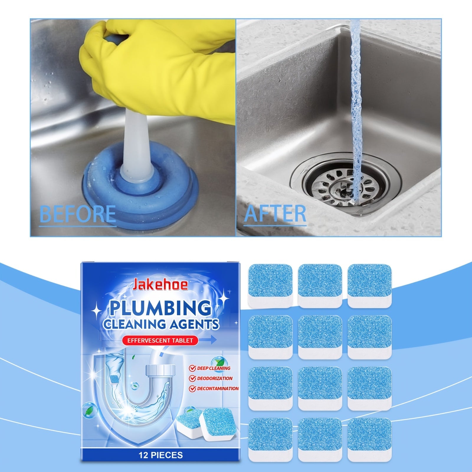 Oshxona quvurlari tozalash tabletkalari, drenaj tizimlaridagi yog' to'siqlarini ochish uchun shovqinli tabletkalar.