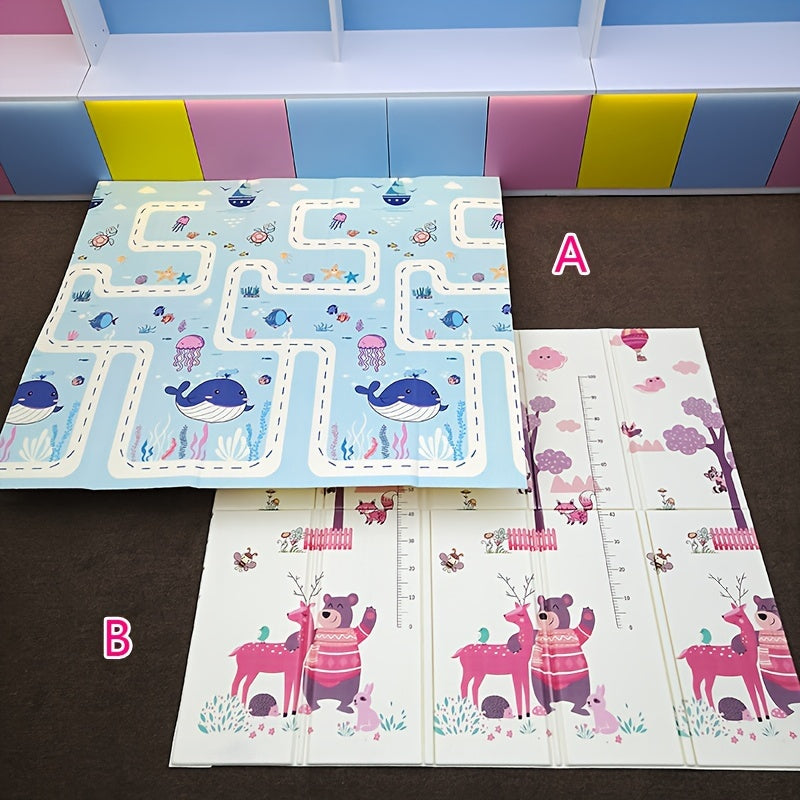 Cartoon Play Mat for Kids Thick Waterproof Double-Sided Floor and Crawling Area Rug