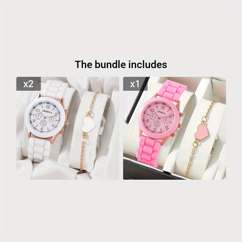 Set of 2 Silicone Wrist Watches for Teenagers with Casual Straps and Pointer Display