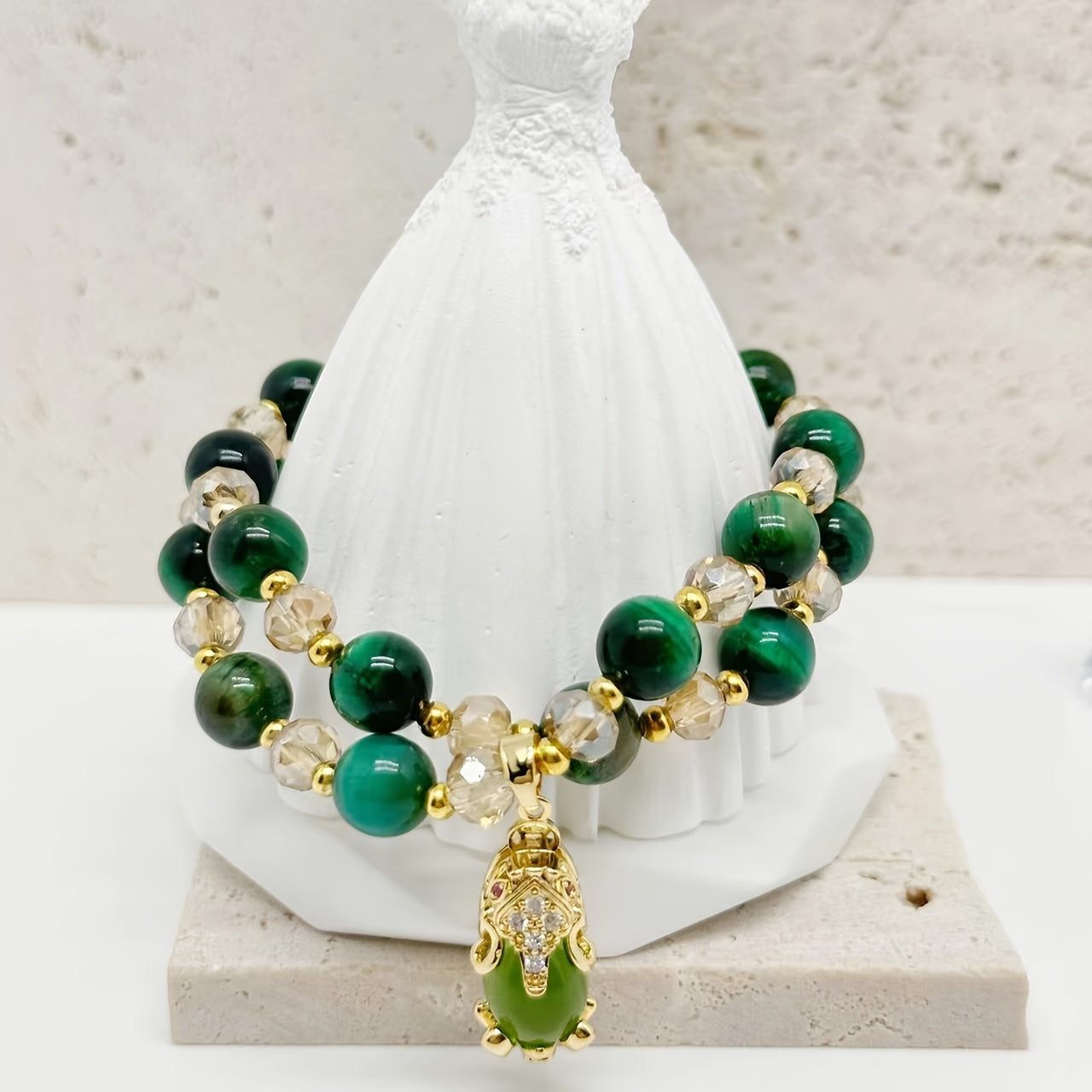 Tiger Eye Stone Pixiu Charm Bracelet Natural Beads for Women and Men Single or Double Chain