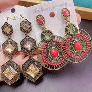 Vintage mis simi bilan toʻldirilgan quloq taqqichlari toʻplami, sunʼiy zirkon bilan, avgust tugʻilgan kun toshlari, diniy ramzlar