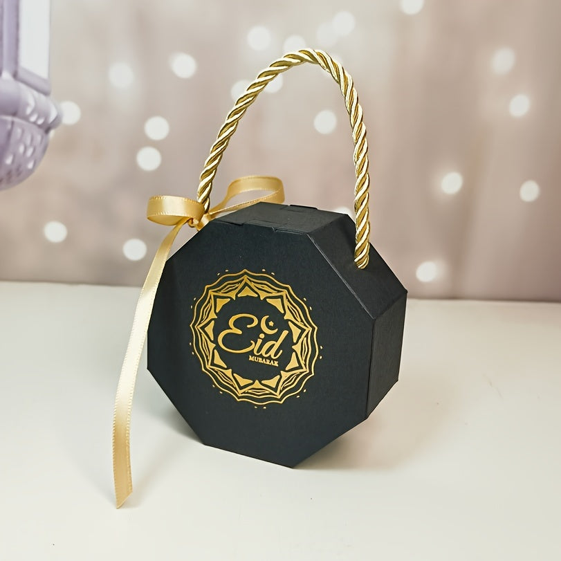 Set of 10 Eid Mubarak Gift Bags White and Black for Cookies Candy Ramadan Party Decor