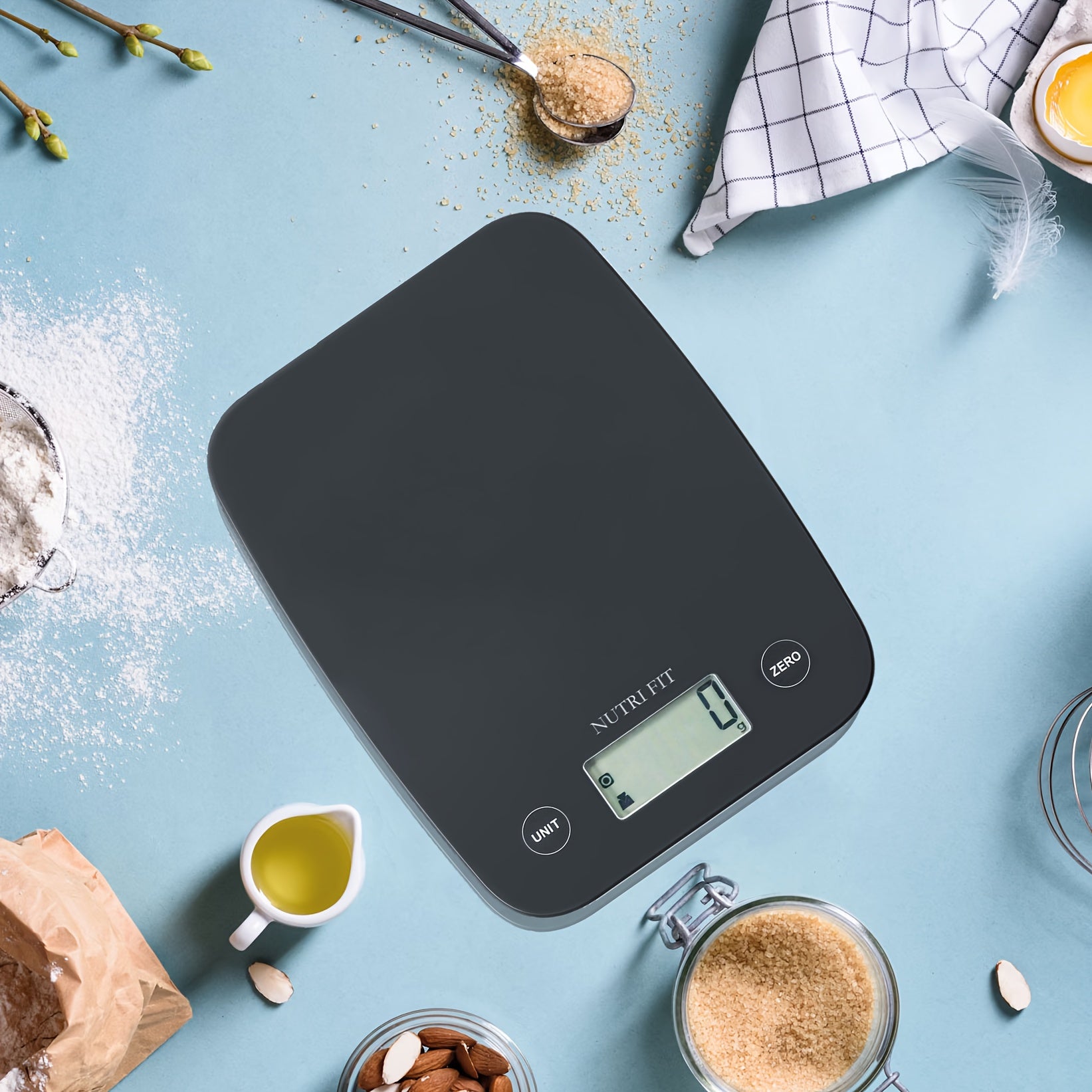 1 dona NUTRI FIT Food Scale pishirish, pishirish va ovqat tayyorlash uchun, 5 ta rejim va Tare funksiyasi bilan, vazn yo'qotish, diet va Keto diet uchun - Qishda batareyaga ehtiyoj yo'q.