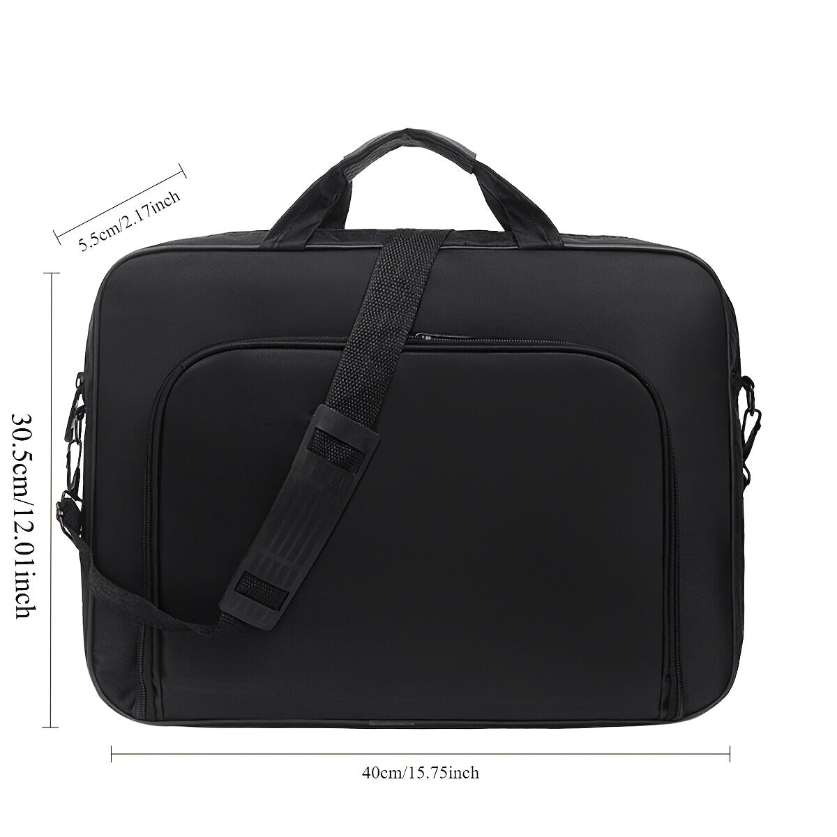 Black Polyamide Laptop Sleeve with Shoulder Strap and Multiple Compartments