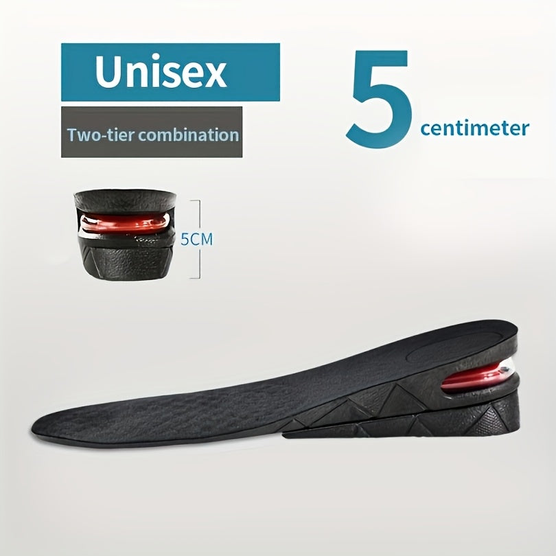Men's Invisible Air Cushion Height-Increasing Insoles, Soft Leather, Adjustable, 2 Pairs