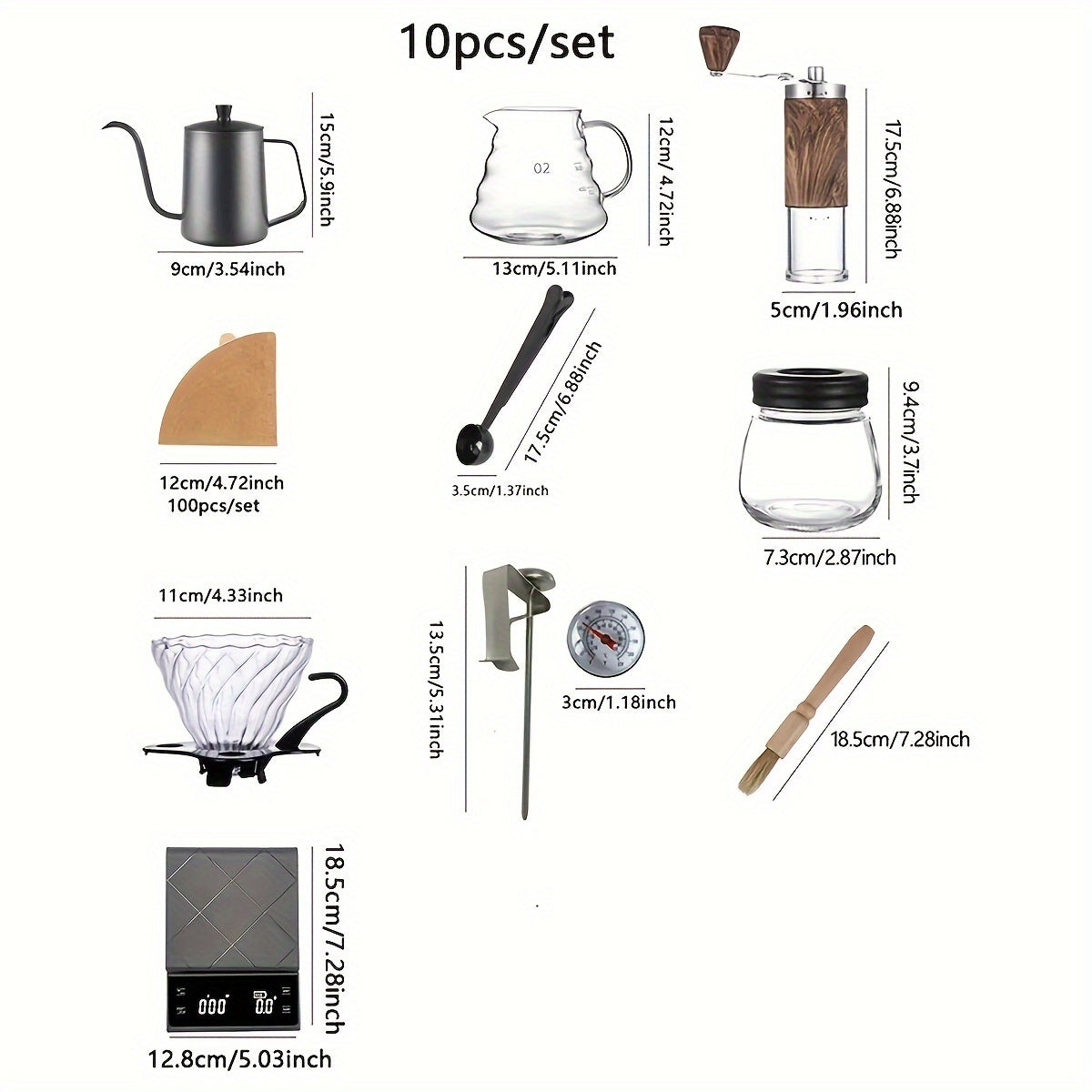 Outdoor Coffee Gift Set 5-10 Pcs Portable Powder Press Hand Brew Kit