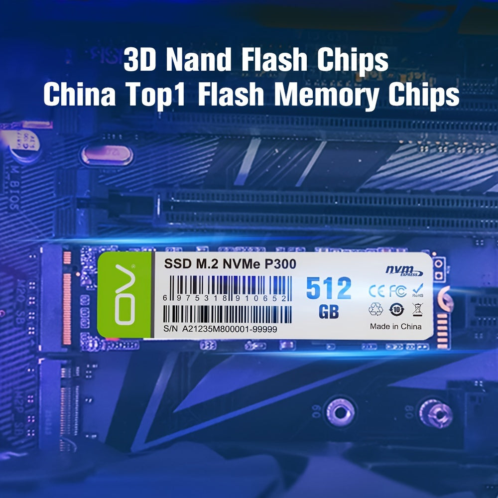 OV PCle 3.0x4 NVMe M.2 2280 SSD, 3500MB/s o'qish tezligi, SLC Cache 3D NAND TLC bilan, 256GB, 512GB va 1TB hajmida PC, stol va noutbuk saqlash uchun mavjud.