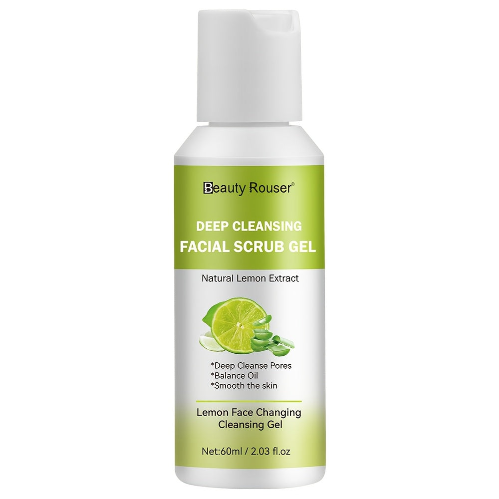 Exfoliante facial para todo tipo de piel, limón y aloe vera, limpieza profunda, hidratante, 2.03 oz