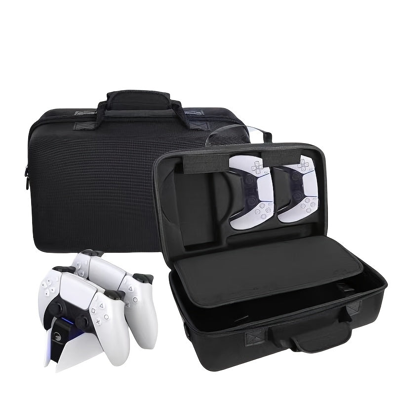 Waterproof EVA Carrying Case for PS5 and PS5 Slim with Shoulder Strap Black