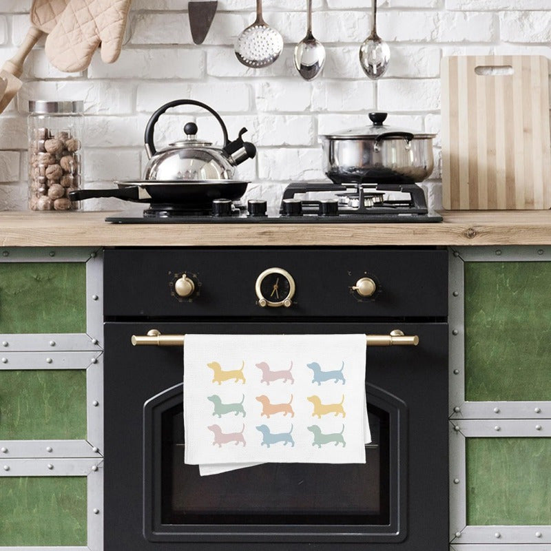 Animal Pattern Kitchen Towels 45.72x66.04cm, Colorful Wiener Dog Design