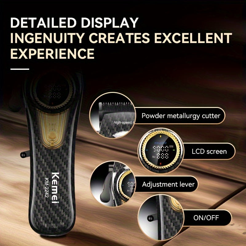 Профессиональные машинки для стрижки KEMEI: USB-заряжаемый электробритва с LED-дисплеем, регулируемой скоростью, аккумулятором 4500mAh, лезвием из нержавеющей стали, салонного качества, стильным дизайном, подарок для мужчин