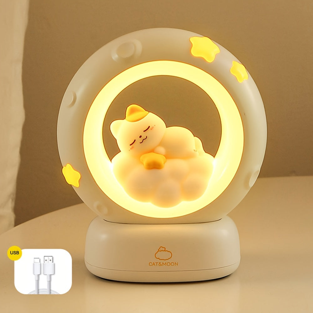 USB-Powered Night Light with Tap Dimmer for Bedroom Decor