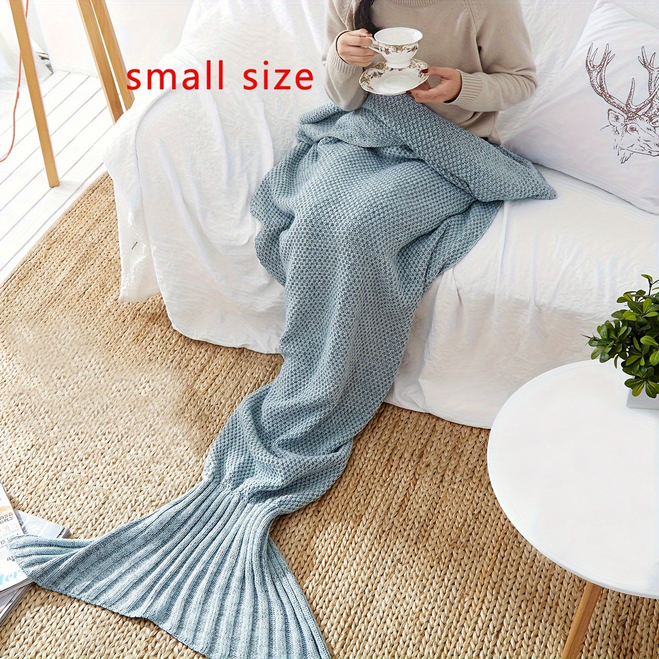 Mermaid Tail Blanket Crochet Cozy Lounge Sleep Gift for Women