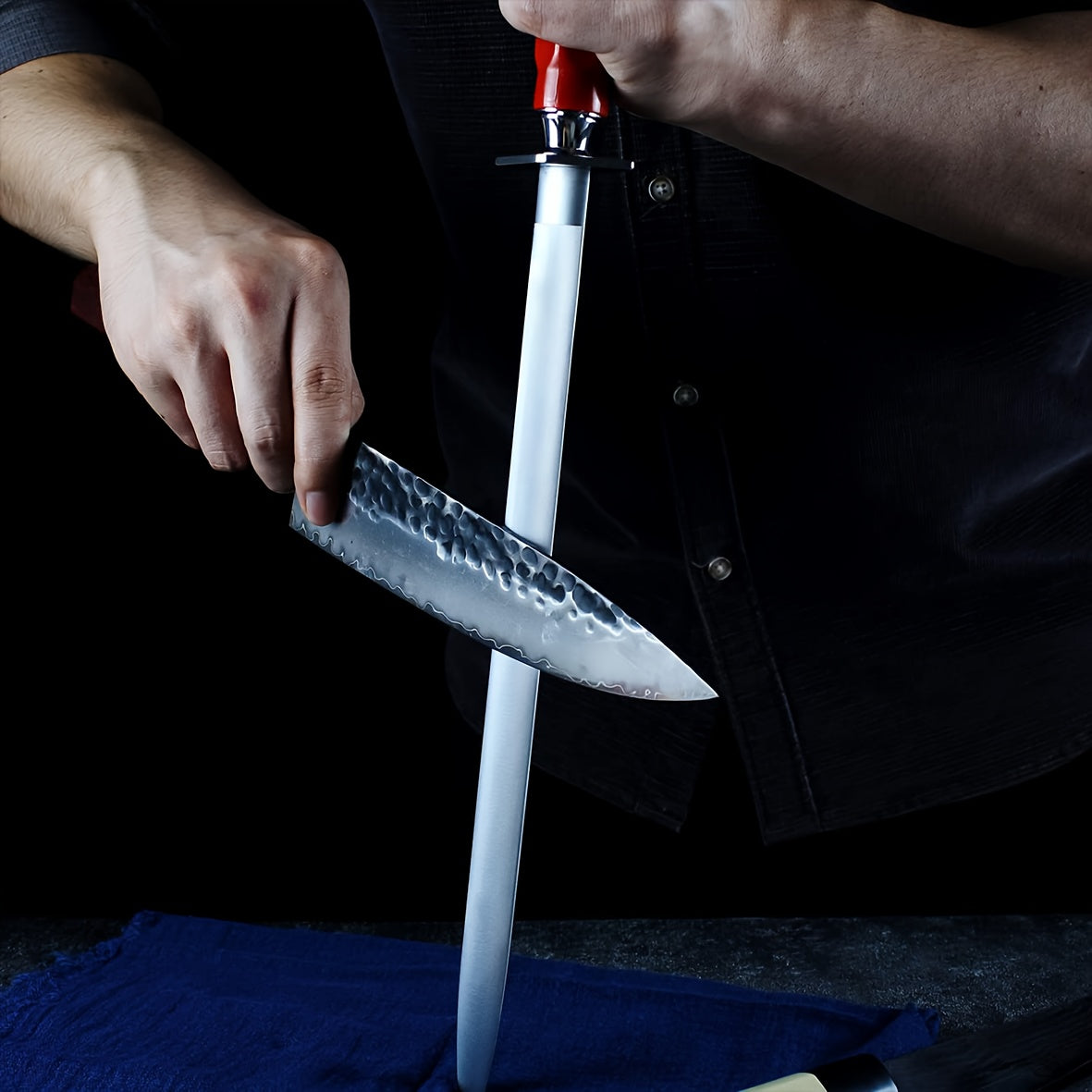 High-Carbon Steel Knife Sharpener 12 Inch Ultra-Fine Grit Magnetic Head Kitchen Restaurant