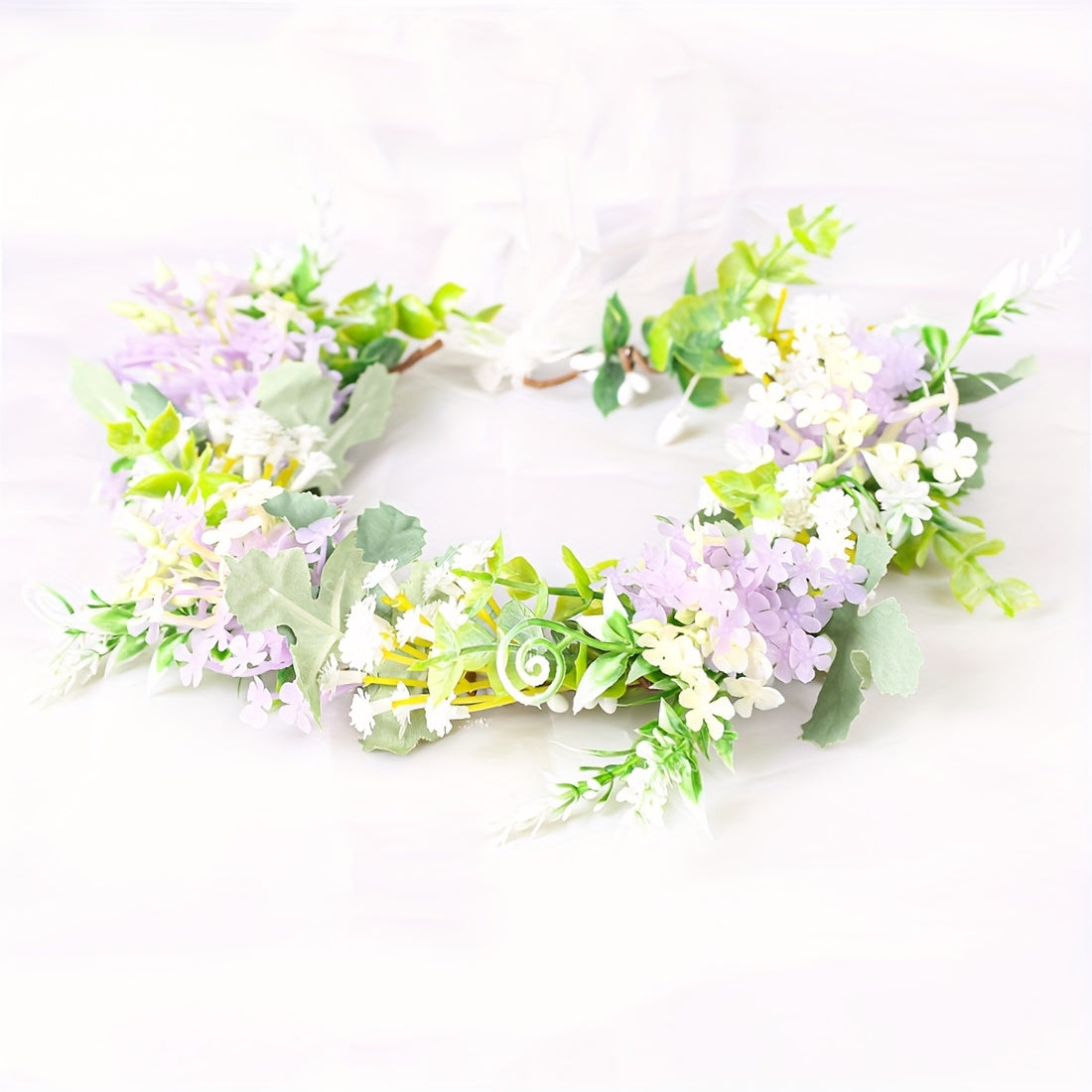 Artificial Baby's Breath Flower Crown Headband Floral Headpiece for Weddings Parties Festivals