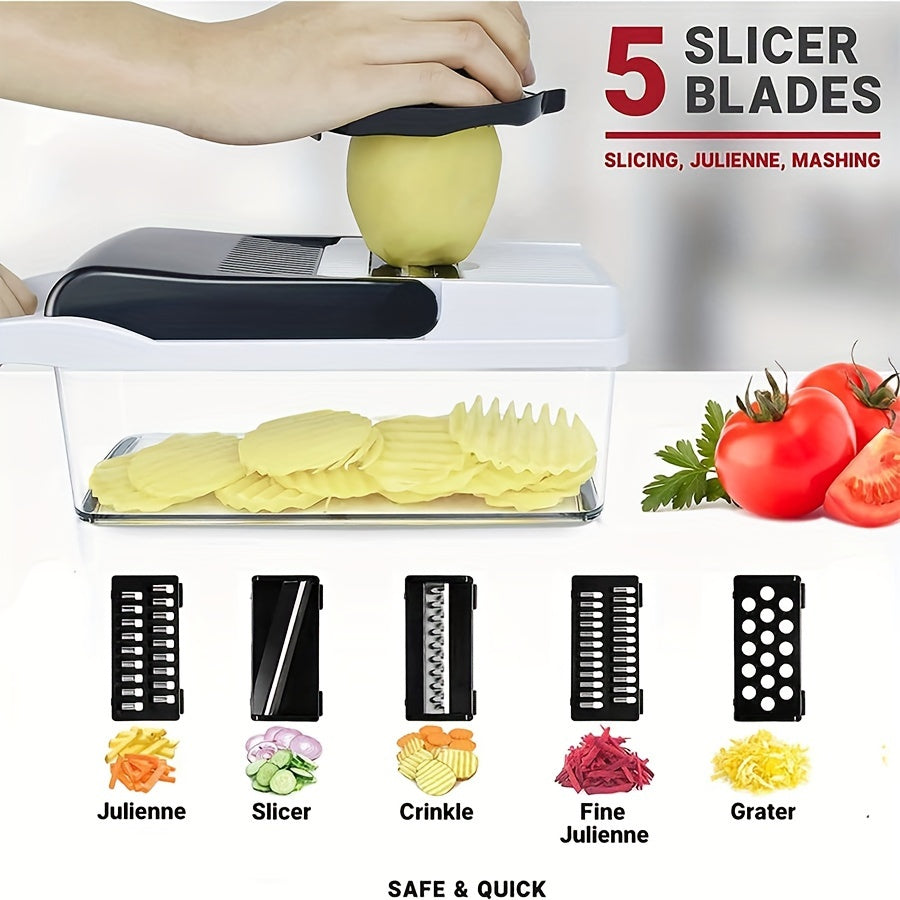 22-In-1 Vegetable Chopper with 12 Blades Slicer Dicer and Strainer