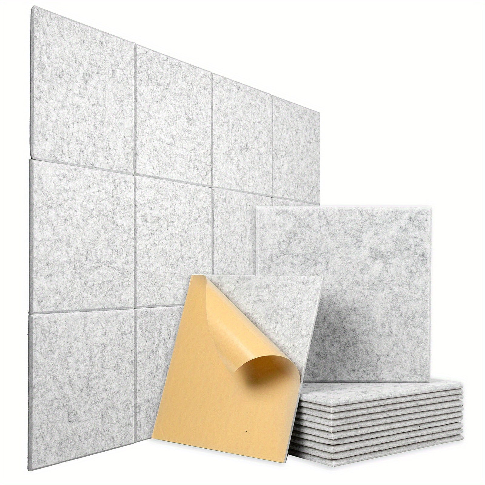 12x12 dyuymli o'z-o'zini yopishtiradigan akustik panellar oq, qora, kul rangda, uy, ofis, studiya uchun ovopuflaydigan to'siq