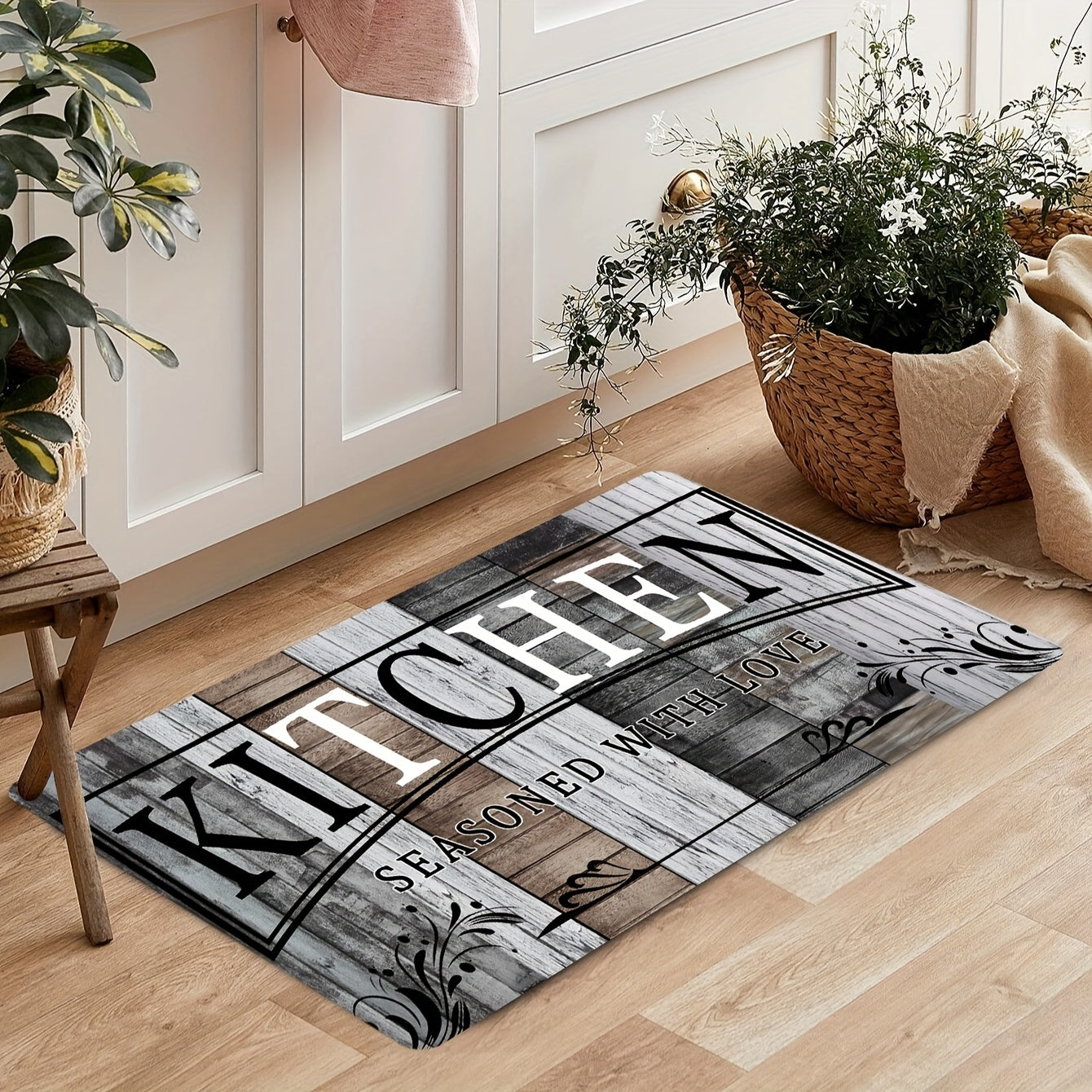 Soft Absorbent Letter Print Area Rug for Indoor Living Rooms and Bedrooms