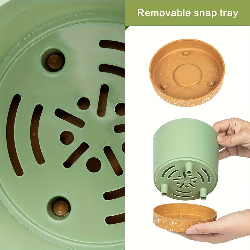 Set of 4 Modern Plastic Flower Pots with Drainage Holes 12.7cm Indoor Outdoor