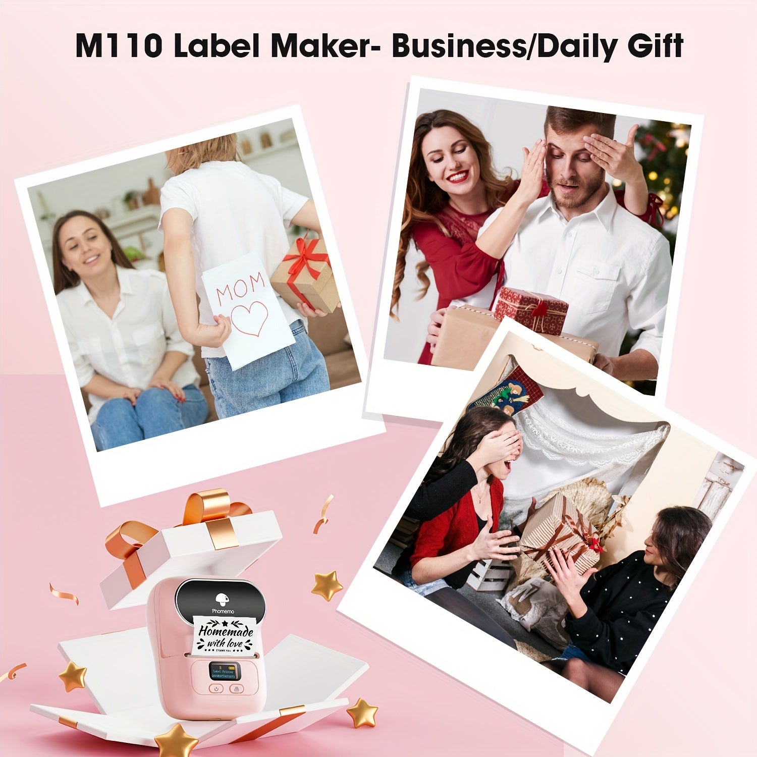 Portable Thermal Label Printer Wireless USB Rechargeable for Address Product and DIY Stickers