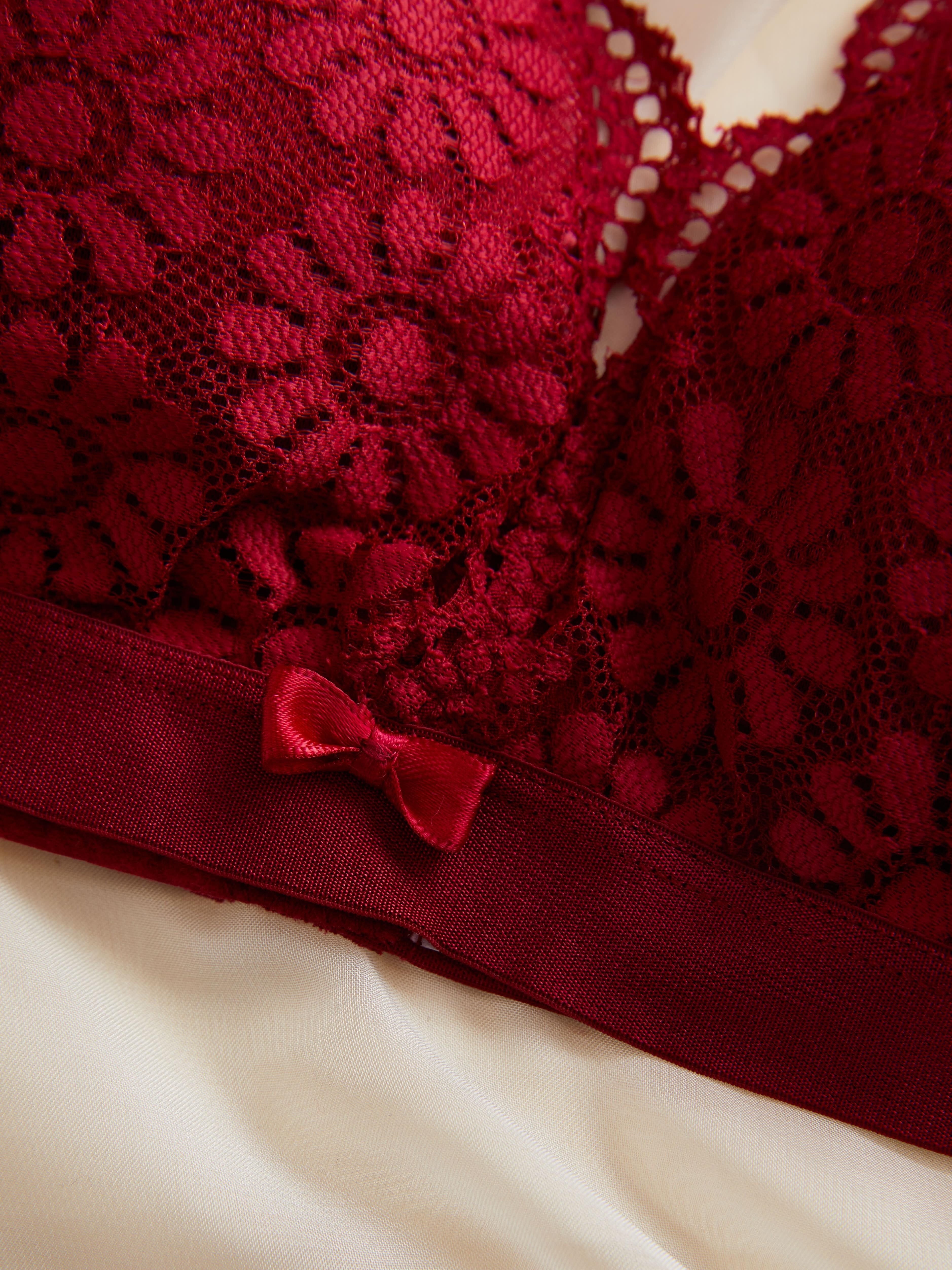 Floral Lace Lingerie Set with Triangle Cups and Scallop Trim Panties