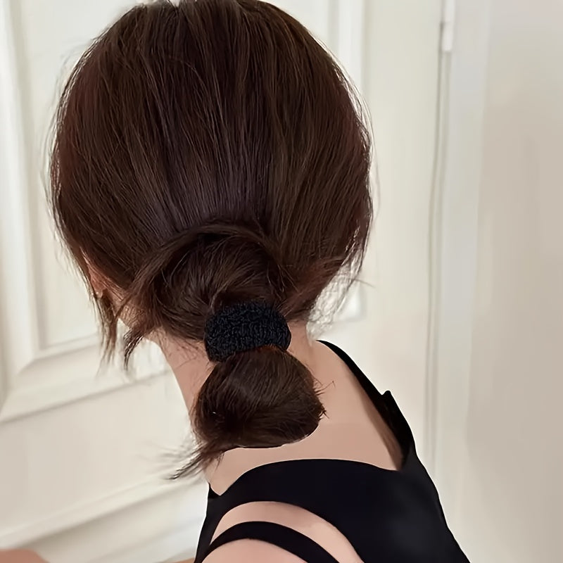 Women Thick Elastic Hair Ties Set, Soft, Solid Colors, Stylish Bun Ties