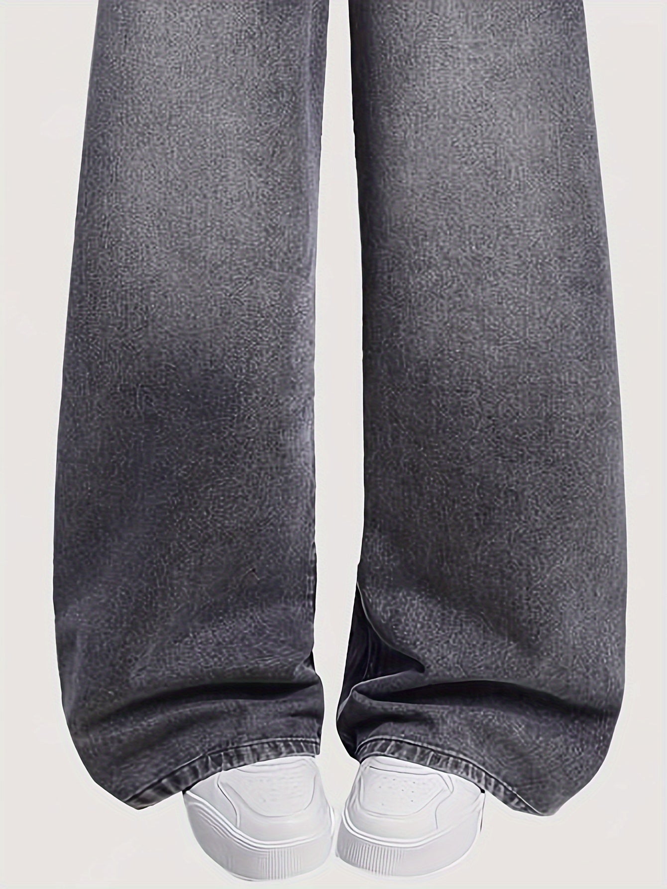 Teen Girls Grey Wide Leg Denim Pants with Elastic Waist for Casual and School