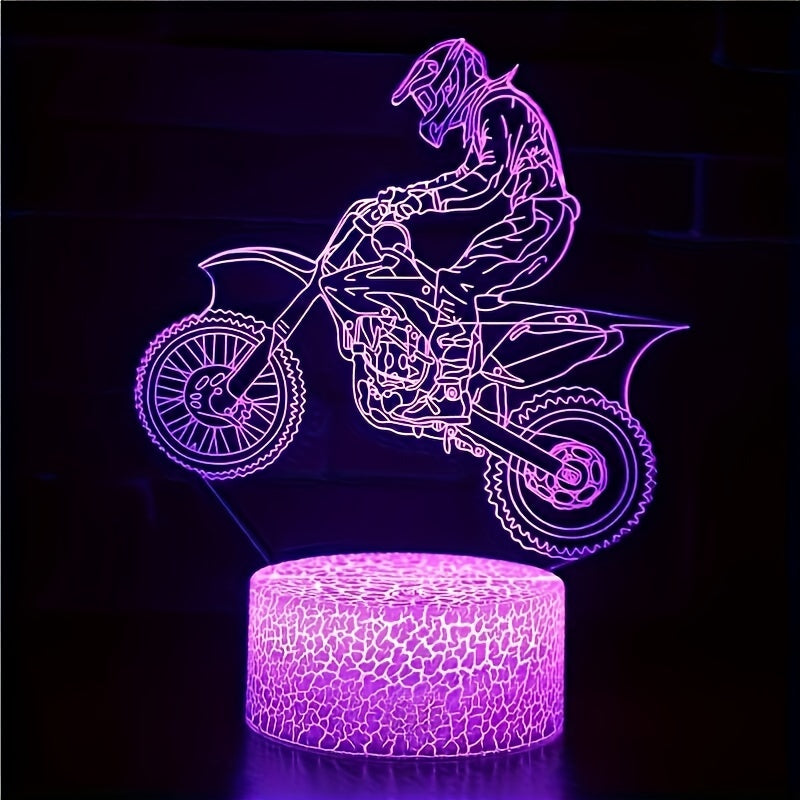 Motocross Night Light 3D with 16 Colors Touch Remote Control Gift for Boys and Friends