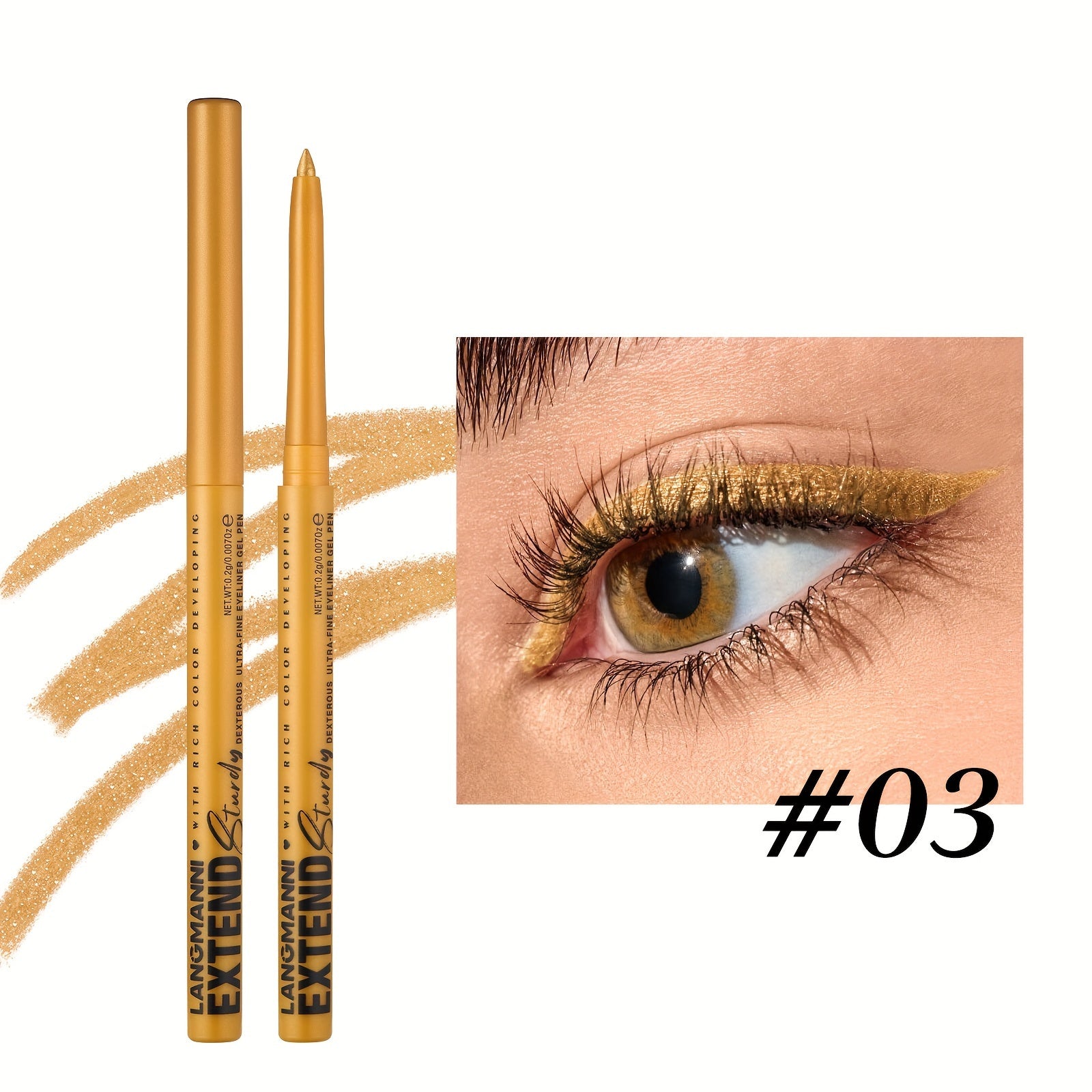 Women Eyeliner Gel Pen 12 Colors Long-Lasting Waterproof Smudge-Proof Brown