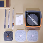 Juego de fregona cuadrada con cubo y 2 paños para limpiar madera, baldosas y mármol