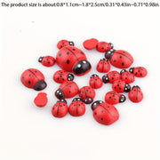 Ladybug Charms 100 Pcs Red Wooden Beetle Pendants with Star Design for Jewelry Making
