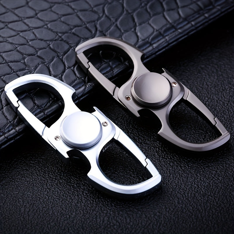 Casual Stainless Steel Key Ring with Spinning Top Gyro Design Durable Accessory