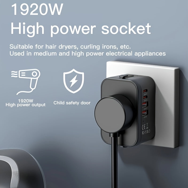 Adaptador de viaje universal con carga rápida GaN compacto y duradero, compatibilidad mundial 85V-265V