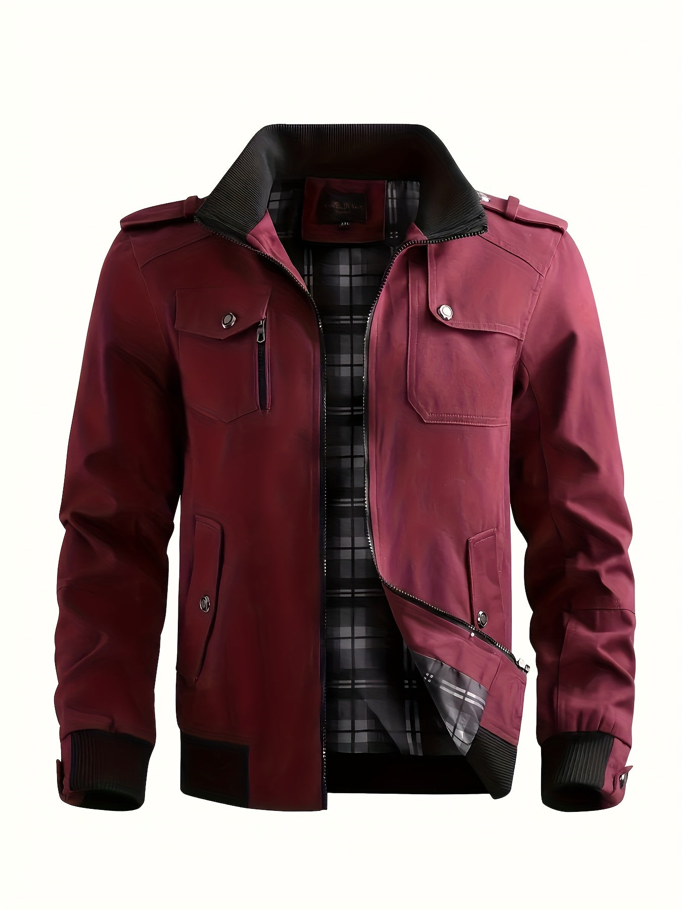 Erkaklar uchun ko'p cho'ntakli bej rangli yukka palto, kuz/qish mavsumi uchun, zamonaviy va amaliy ochiq havoda kiyish uchun.