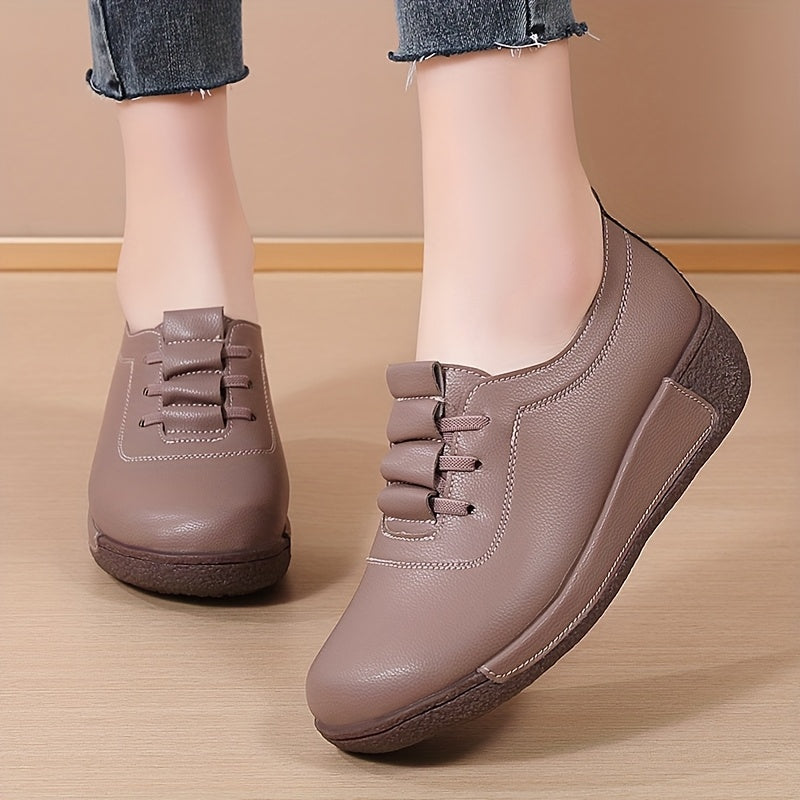 Women Middle-Aged Flat Shoes Non-Slip Thick-Soled Comfort Loafers Sizes 35-41