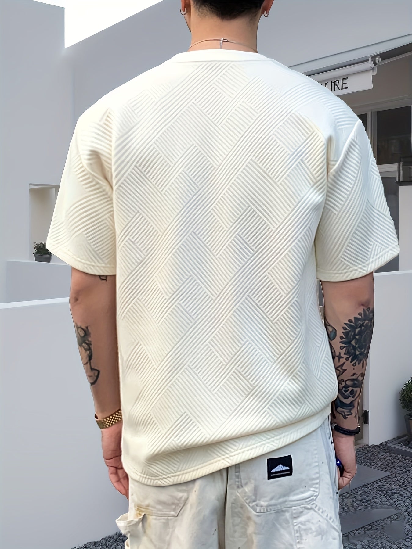 Men's Polyester Blend Casual T-Shirt with Round Neck and Short Sleeves