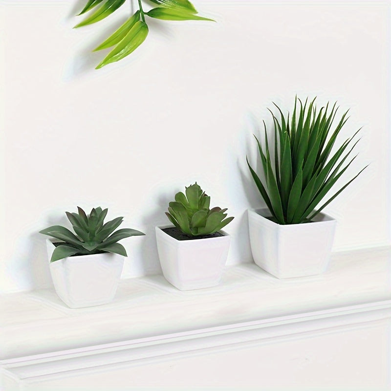 Sun'iy yashil o'simliklar, sukkulentlar, bonsai, uy bezak uchun, 3 ta to'plam