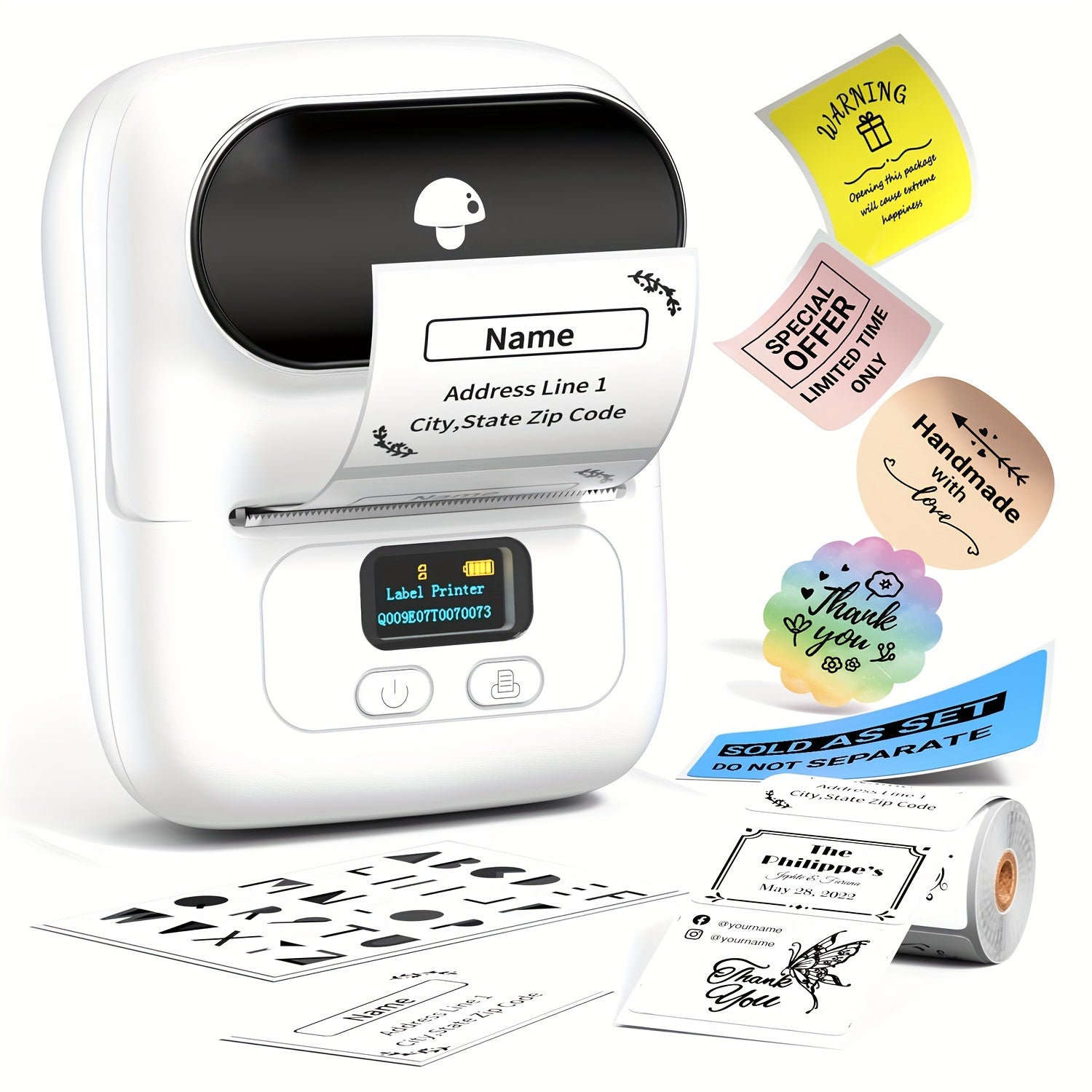 Mini Wireless Thermal Label Printer for Small Business Home Office 0.8-2 Inch