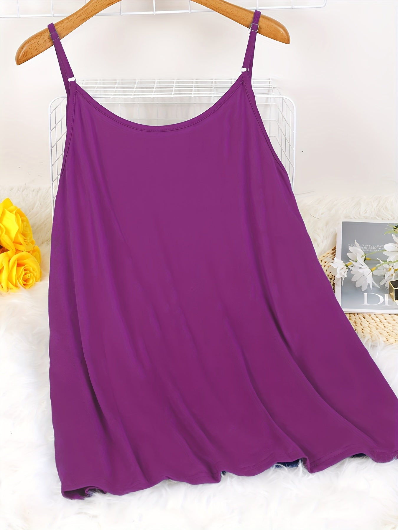 Женская майка без рукавов большого размера с узким кроем, однотонная, из полиэстера